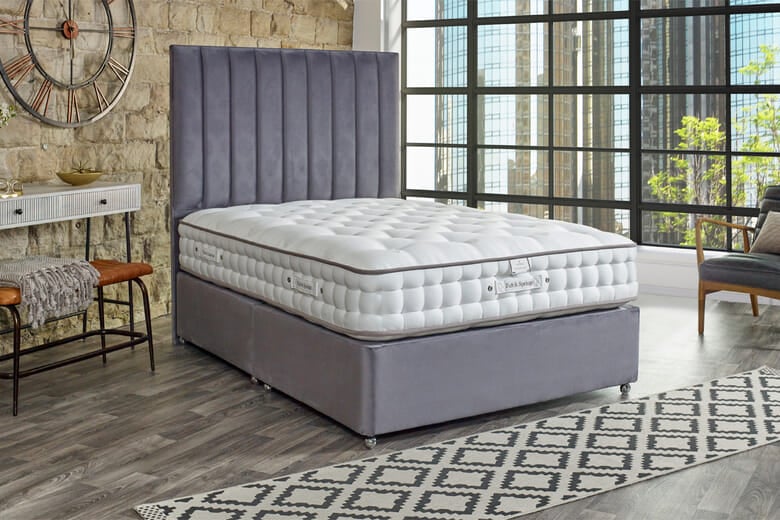 Tuft & Springs® Indulgence 1000 Mattress + Premium Divan Bed, Bednextday_Carbon, 2 Drawers, King Size