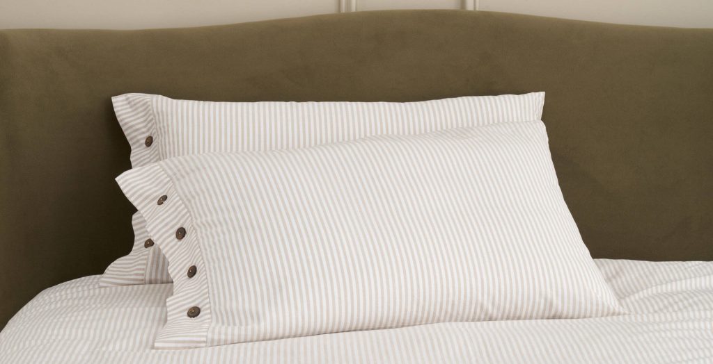 Cotton Collection Dyed Stripe Pillowcase Pair - Natural