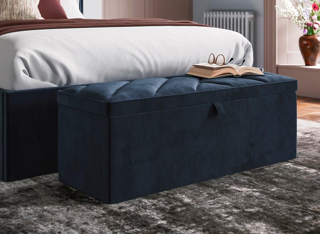 Jay Velvet-Finish Blanket Box - Blue
