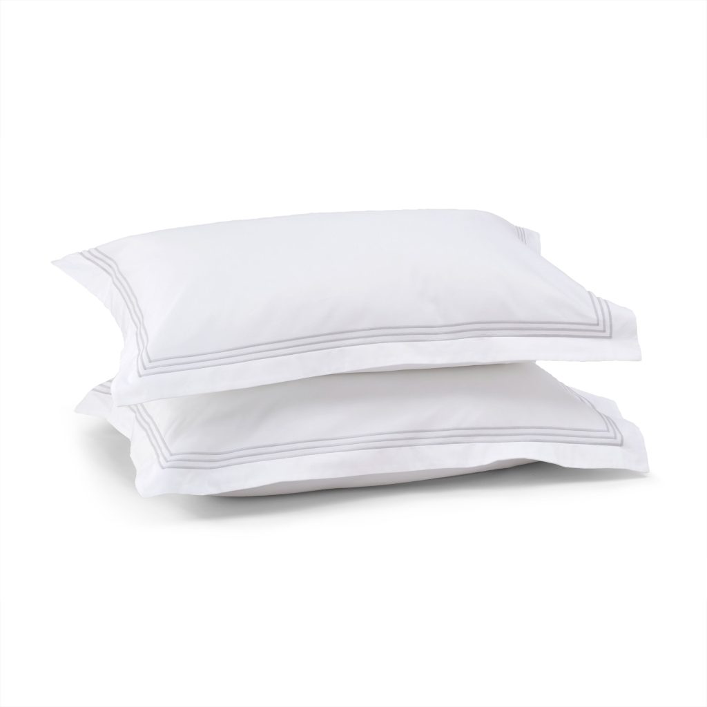 Cotton Collection Sateen Triple Row Cord Pillowcase Pair - Silver
