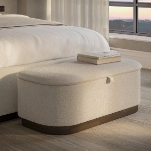 House Beautiful Chloe Upholstered Blanket Box  Cream | Bed Sava