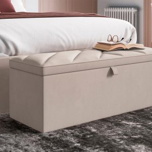 Jay Velvet Finish Blanket Box  Beige | Bed Sava