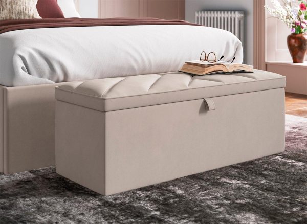 Jay Velvet Finish Blanket Box  Beige | Bed Sava