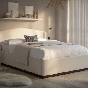 Chloe Upholstered Ottoman Bed Frame  50 King  Cream | Bed Sava