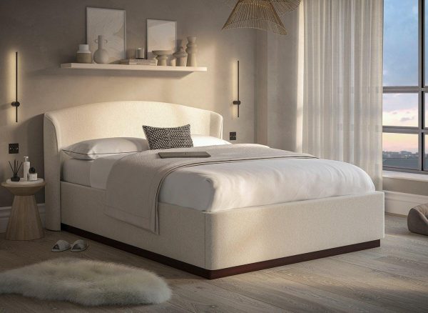 Chloe Upholstered Ottoman Bed Frame  50 King  Cream | Bed Sava