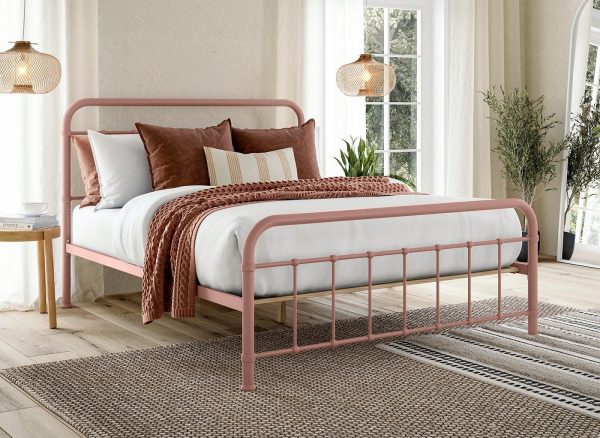 Abbey Metal Bed Frame  50 King  Pink | Bed Sava