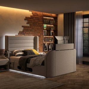 Drift Gaming Ottoman TV Bed Frame  46 Double  Grey | Bed Sava