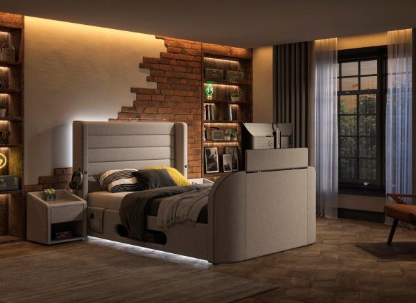 Drift Gaming Ottoman TV Bed Frame  46 Double  Grey | Bed Sava
