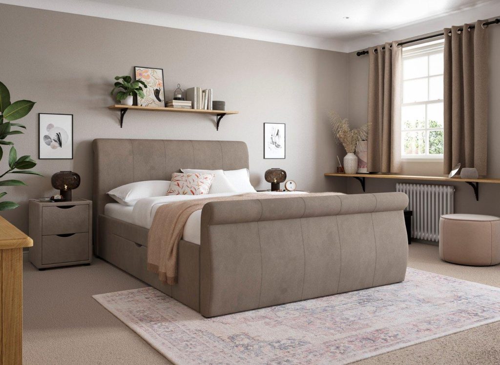 Lucia Upholstered Bed Frame - 6'0 Super King - Beige