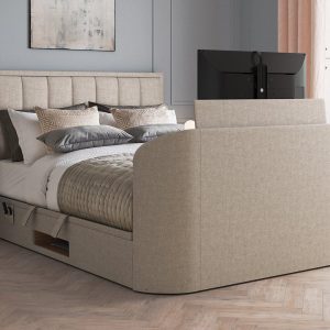 Osaka Ottoman TV Bed  50 King  Cream | Bed Sava