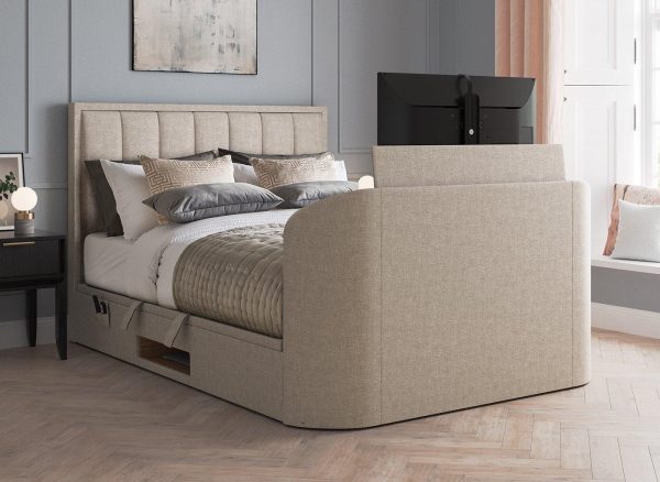 Osaka Ottoman TV Bed  50 King  Cream | Bed Sava