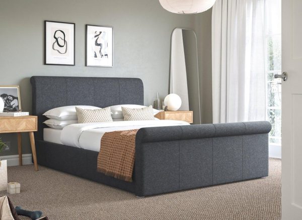 Wilson Upholstered Ottoman Bed Frame  50 King  Blue | Bed Sava