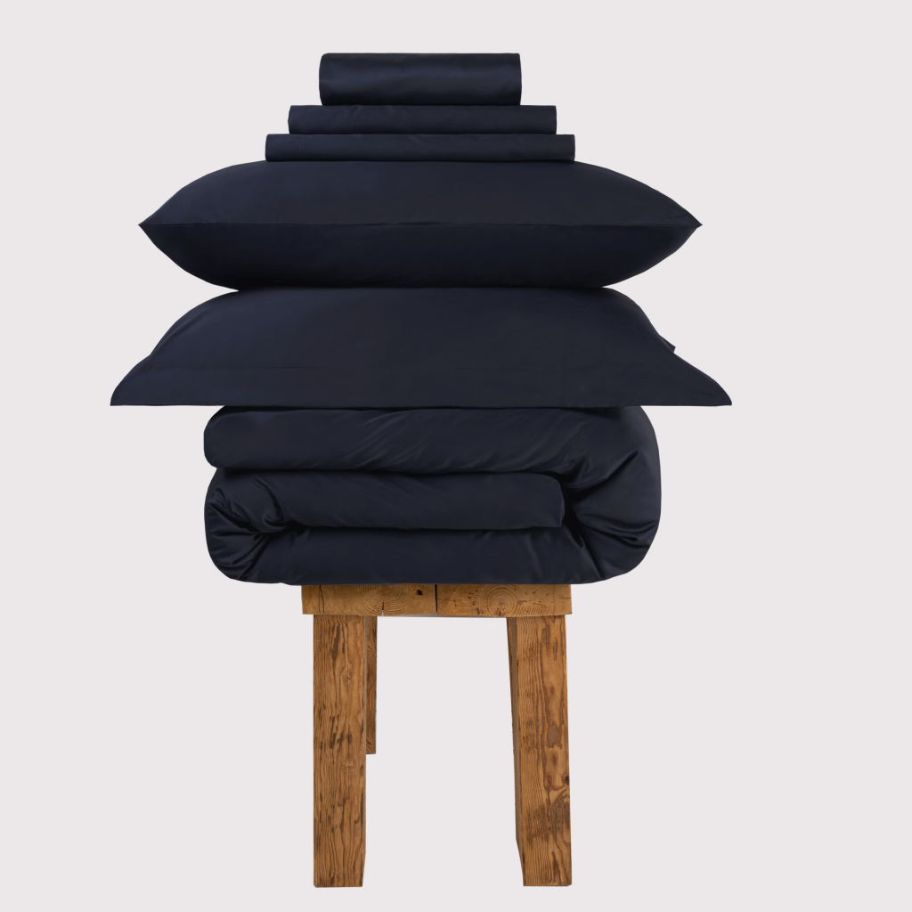 All Season Egyptian Giza Bedding Set - Navy, King / Navy