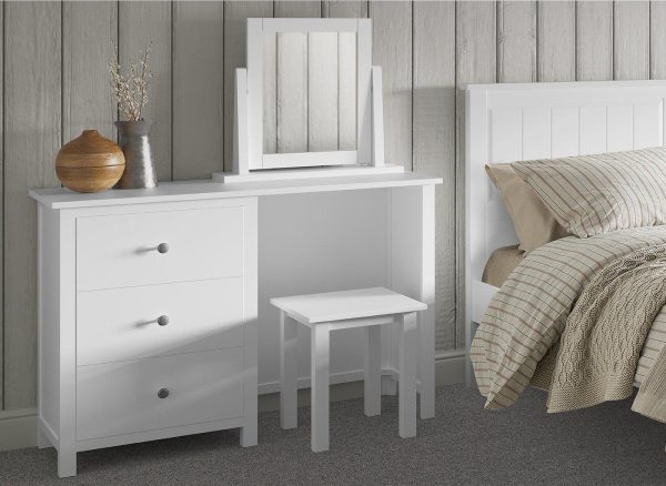 Woodbridge Dressing Table  Stool  White | Bed Sava