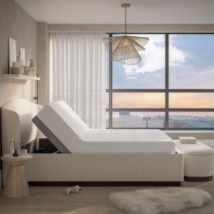 House Beautiful Chloe Upholstered Sleepmotion Adjustable Bed Frame  50 King  Cream | Bed Sava