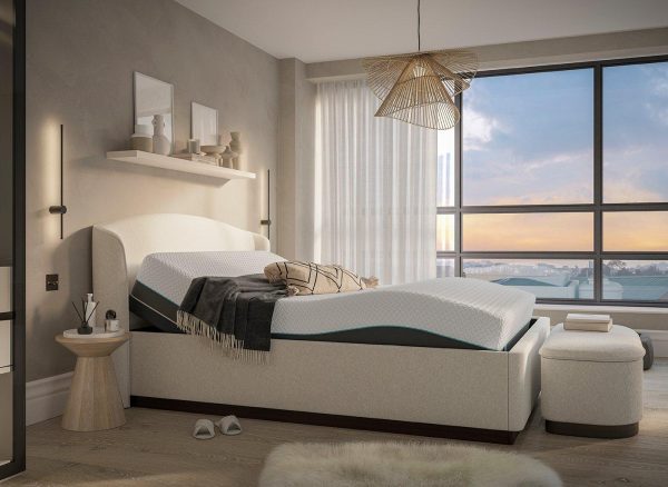 House Beautiful Chloe Upholstered Sleepmotion Adjustable Bed Frame  46 Double  Cream | Bed Sava