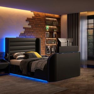 Drift Gaming Ottoman TV Bed Frame  46 Double  Black | Bed Sava