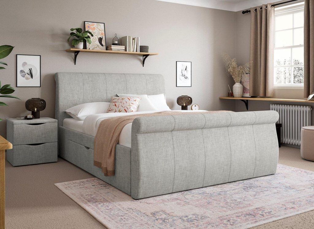 Lucia Upholstered Bed Frame - 5'0 King - Silver