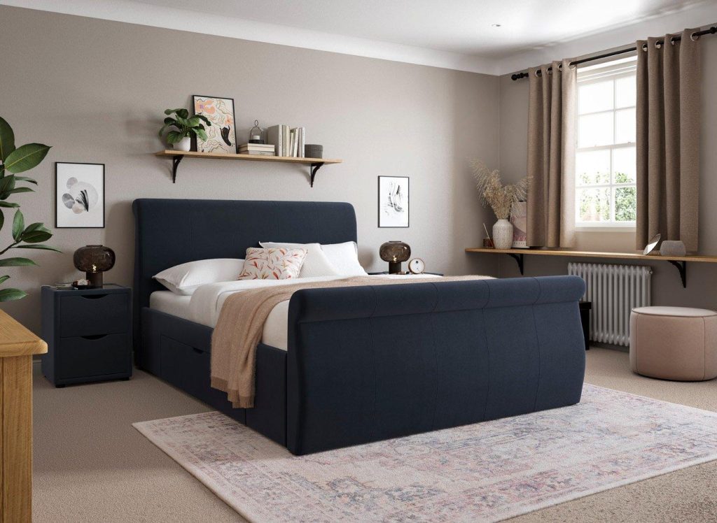 Lucia Upholstered Bed Frame - 6'0 Super King - Blue