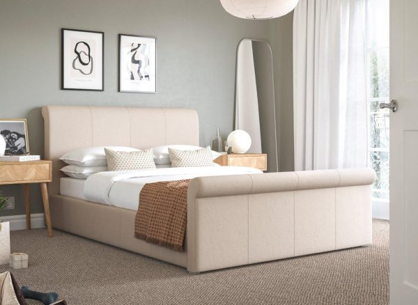 Wilson Upholstered Ottoman Bed Frame  46 Double  Cream | Bed Sava