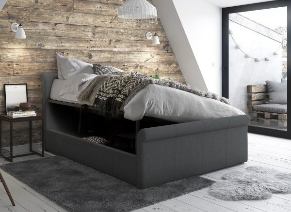 Wilson Upholstered Ottoman Bed Frame  50 King  Grey | Bed Sava