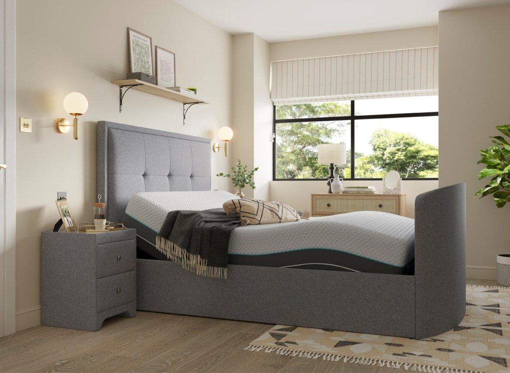 Hopkins Sleepmotion Adjustable Ottoman TV Bed - 4'6 Double - Grey