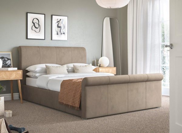 Wilson Upholstered Ottoman Bed Frame  40 Small Double  Beige | Bed Sava