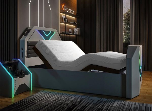 X Rocker Nebula Sleepmotion Adjustable TV Bed Frame  50 King  Grey | Bed Sava