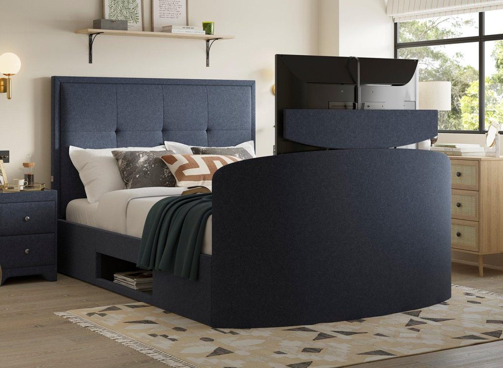 Hopkins Ottoman TV Bed - 4'6 Double - Blue
