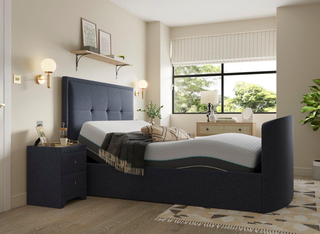 Hopkins Sleepmotion Adjustable Ottoman TV Bed - 4'6 Double - Blue