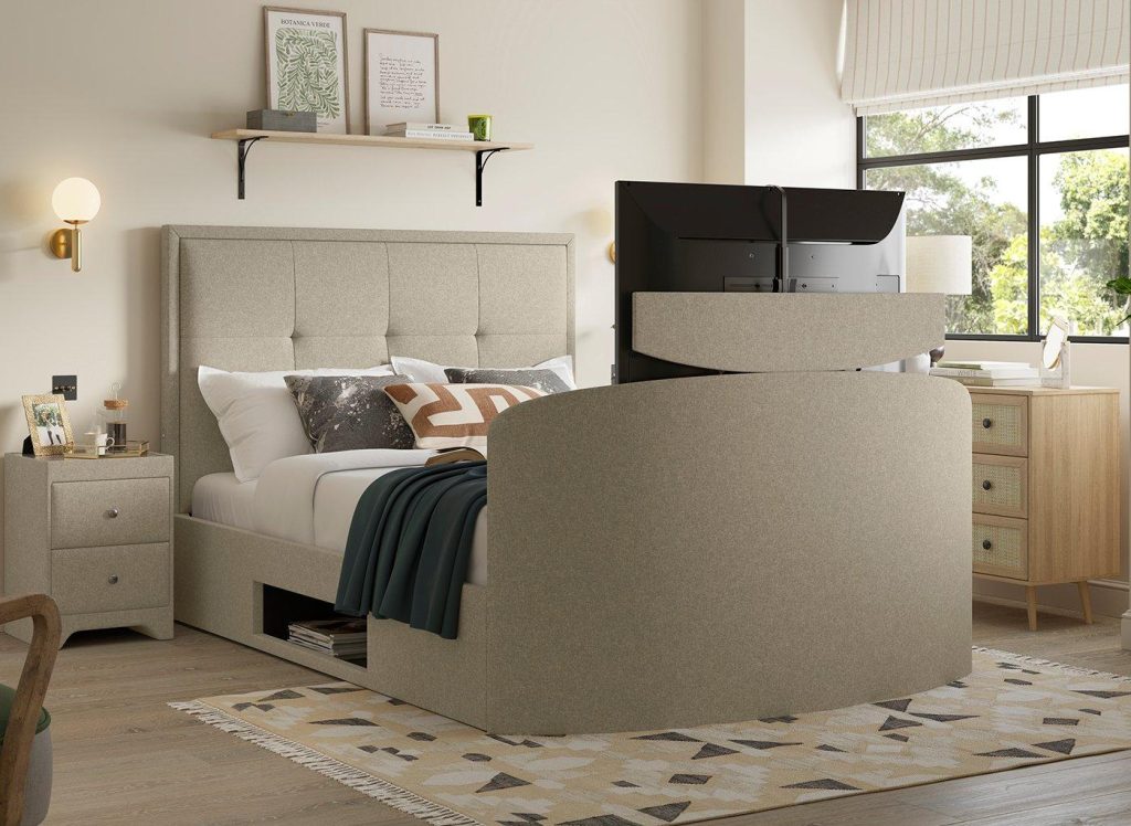 Hopkins Ottoman TV Bed - 4'6 Double - Cream