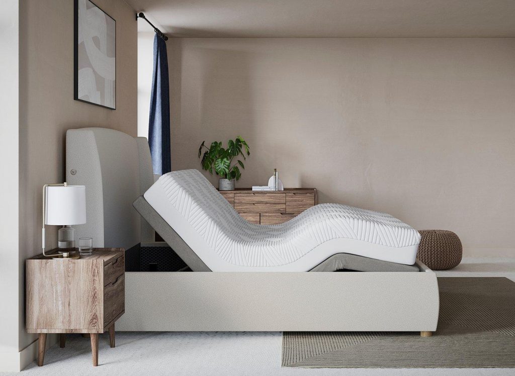 TEMPUR® Linford Sleepmotion Adjustable Upholstered Bed Frame - 4'6 Double - Cream