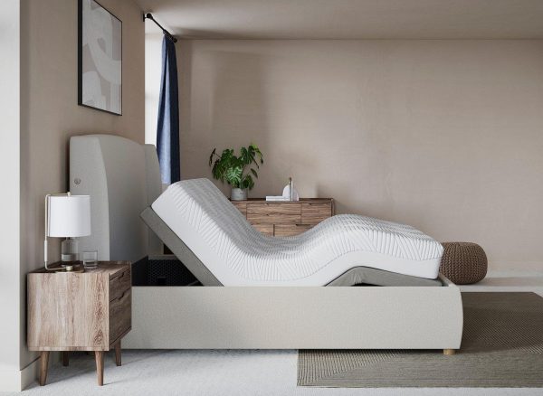 TEMPUR® Linford Sleepmotion Adjustable Upholstered Bed Frame  46 Double  Cream | Bed Sava