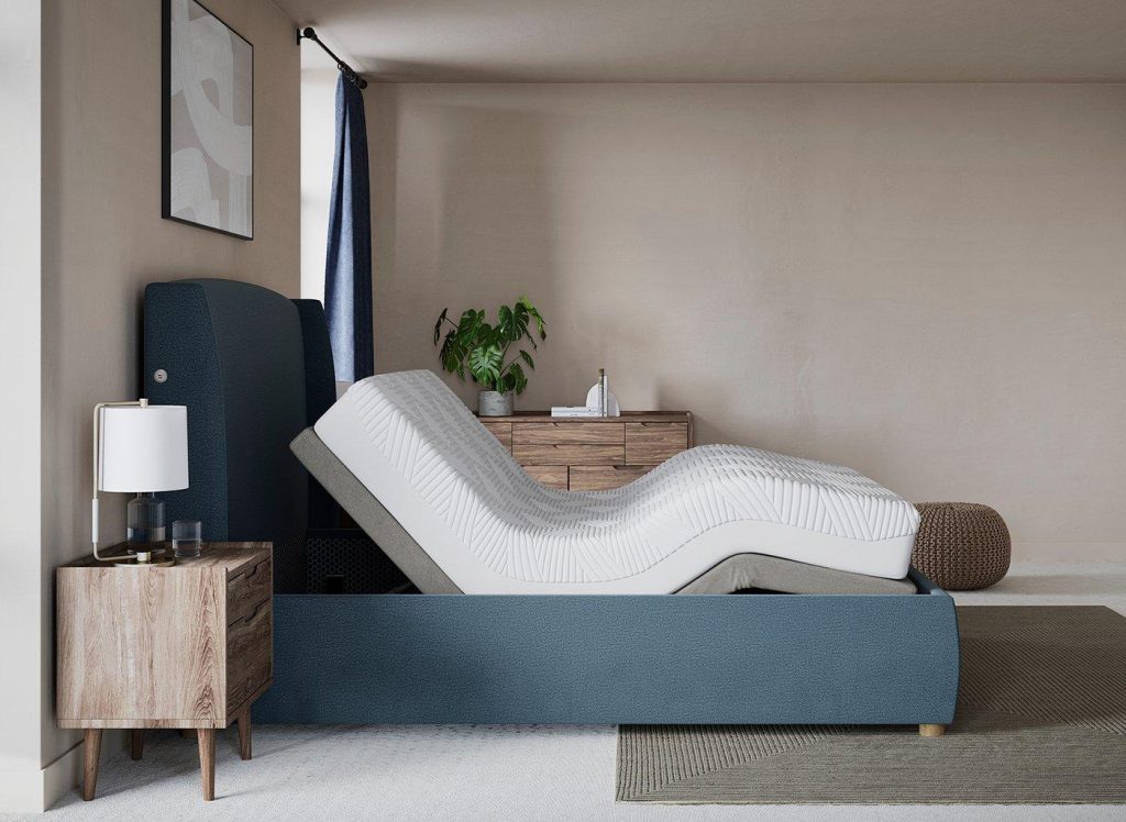 TEMPUR® Linford Sleepmotion Adjustable Upholstered Bed Frame - 6'0 Super King - Blue