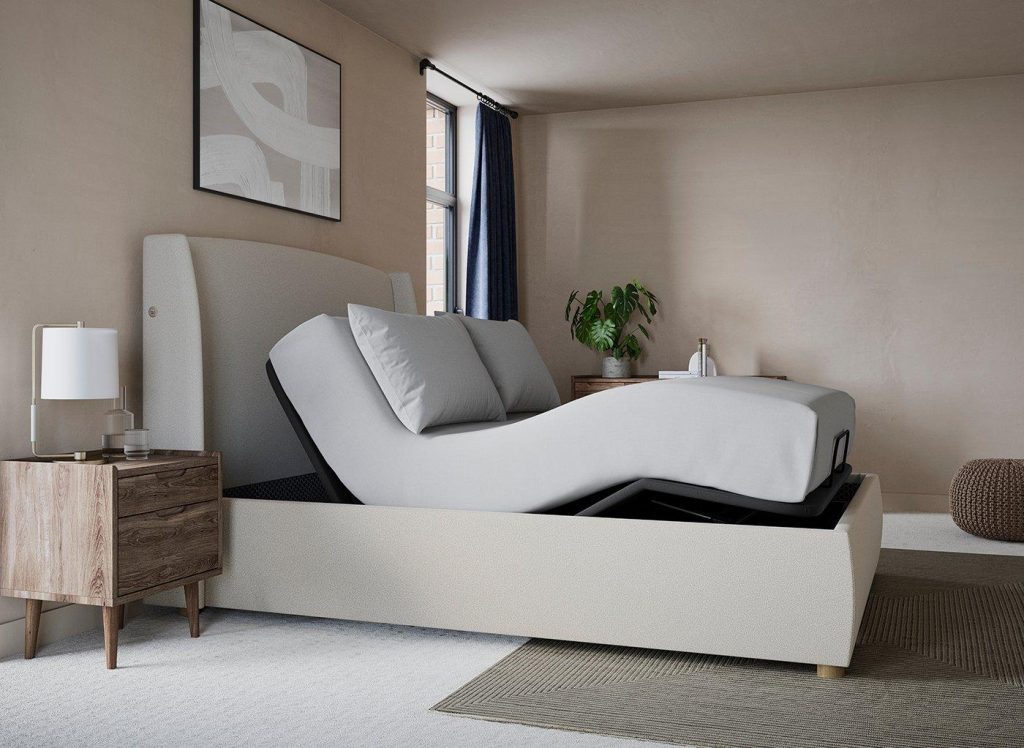 TEMPUR® Linford Ergomotion Adjustable Upholstered Bed Frame - 6'0 Super King - Cream