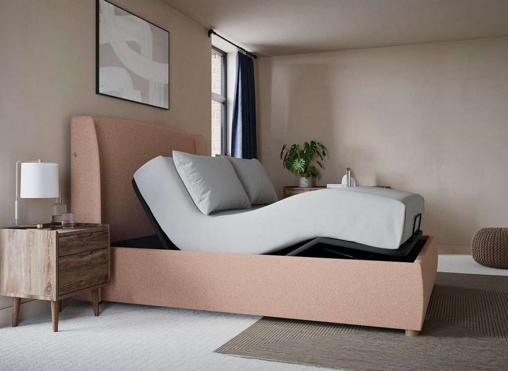 TEMPUR® Linford Ergomotion Adjustable Upholstered Bed Frame - 5'0 King - Pink