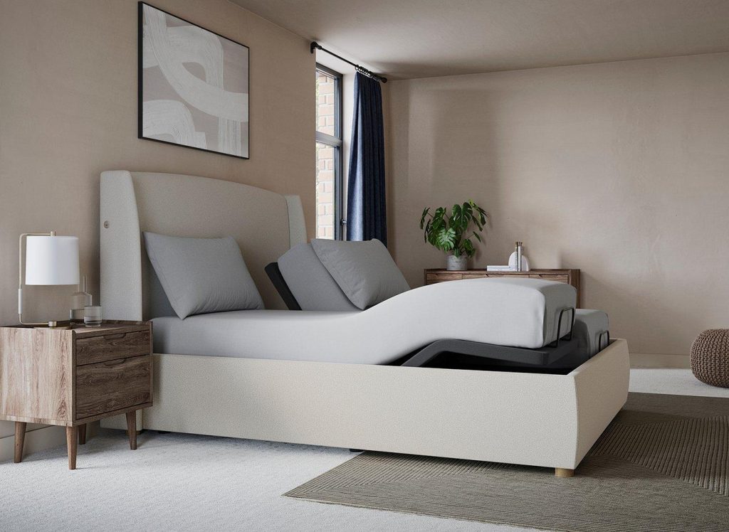 TEMPUR® Linford Ergomotion Adjustable Upholstered Bed Frame - 5'0 King - Cream