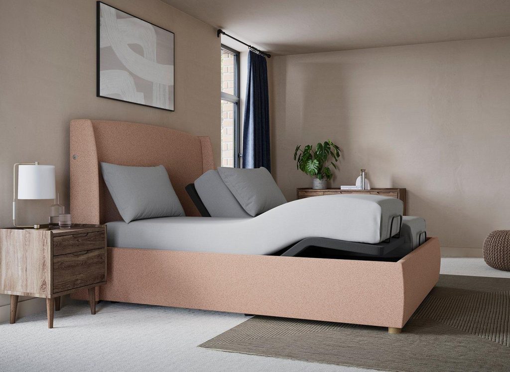 TEMPUR® Linford Ergomotion Adjustable Upholstered Bed Frame - 6'0 Super King - Pink