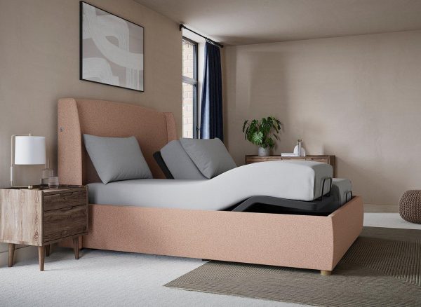 TEMPUR® Linford Ergomotion Adjustable Upholstered Bed Frame  60 Super King  Pink | Bed Sava