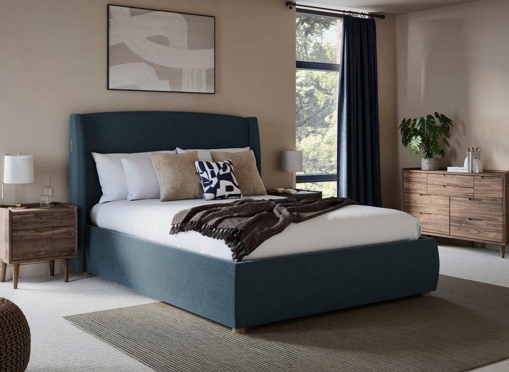 TEMPUR® Linford Upholstered Ottoman Bed Frame - 5'0 King - Blue