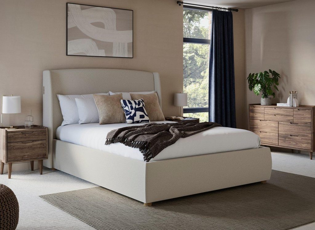 TEMPUR® Linford Upholstered Ottoman Bed Frame - 6'0 Super King - Cream