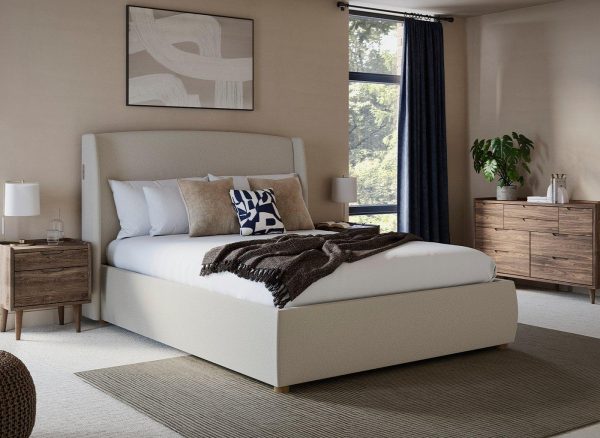 TEMPUR® Linford Upholstered Ottoman Bed Frame  60 Super King  Cream | Bed Sava