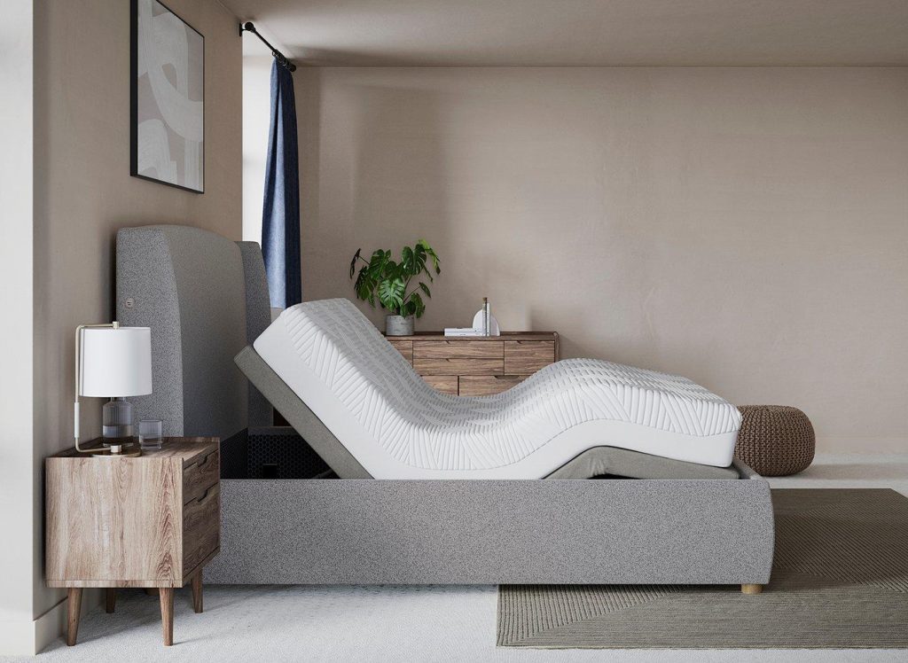 TEMPUR® Linford Sleepmotion Adjustable Upholstered Bed Frame - 5'0 King - Grey