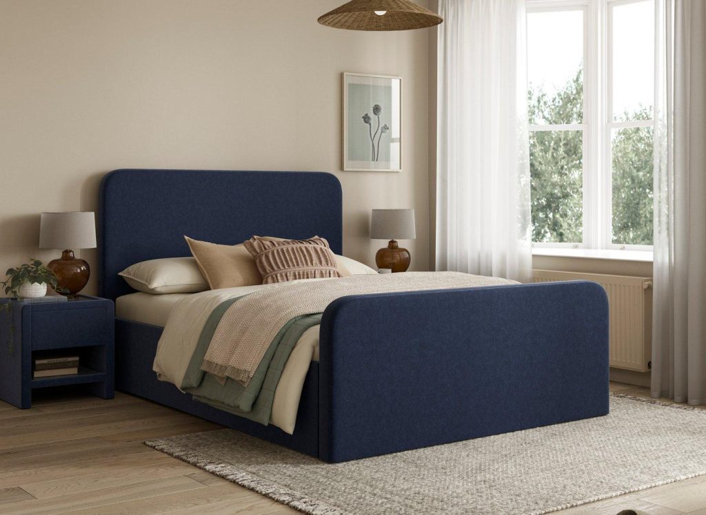 House Beautiful Margot Bouclé Bed Frame - 4'0 Small Double - Blue