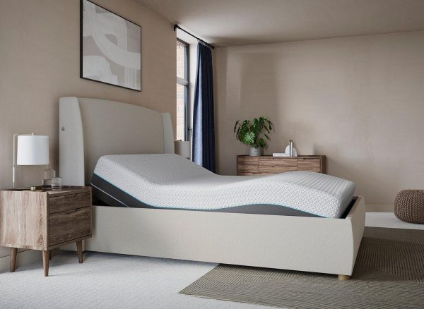 TEMPUR® Linford Sleepmotion Adjustable Upholstered Bed Frame  50 King  Cream | Bed Sava