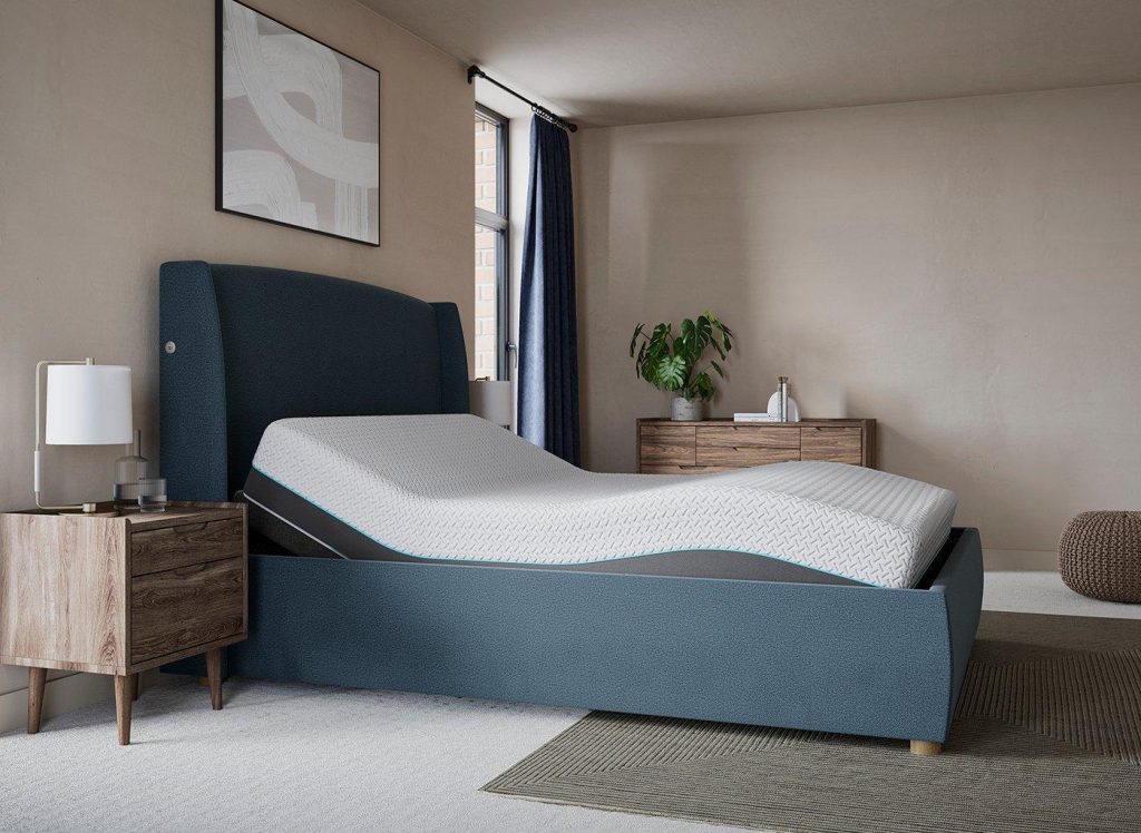 TEMPUR® Linford Sleepmotion Adjustable Upholstered Bed Frame - 4'6 Double - Blue