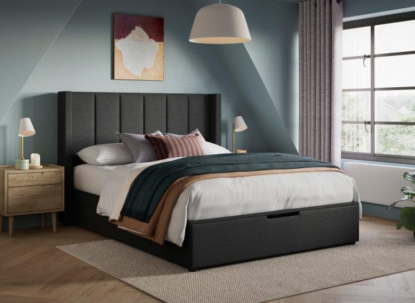 Adwell Upholstered Ottoman Bed Frame  40 Small Double  Grey | Bed Sava
