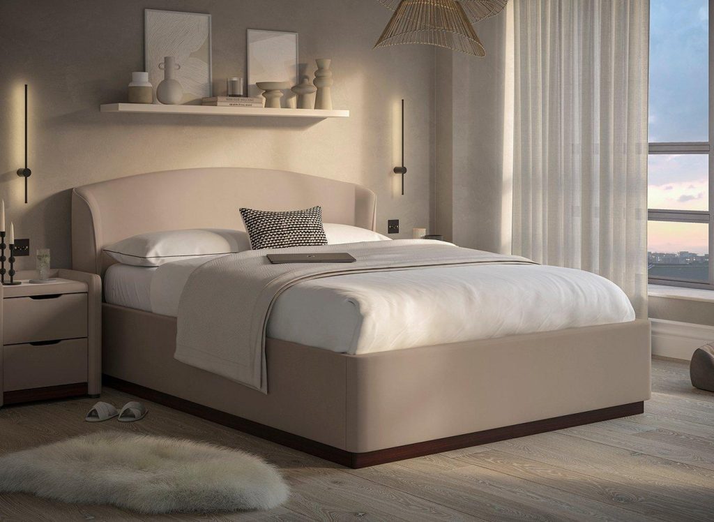 Chloe Upholstered Ottoman Bed Frame - 5'0 King - Beige