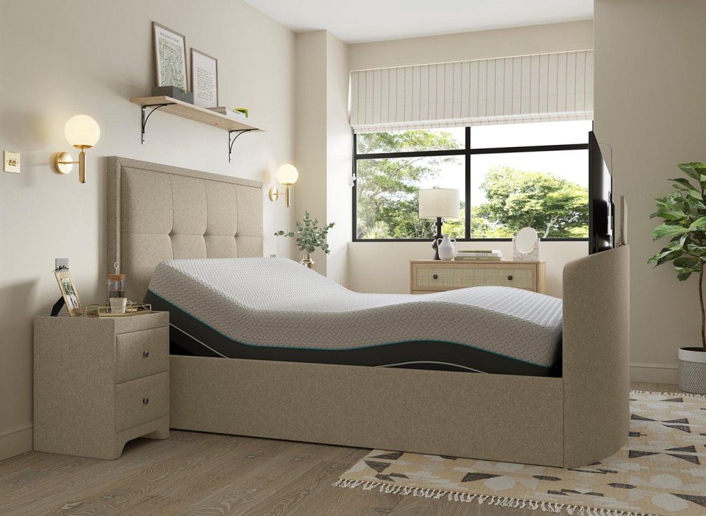 Hopkins Sleepmotion Adjustable Ottoman TV Bed - 5'0 King - Cream
