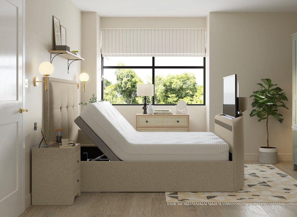 Hopkins Sleepmotion Adjustable Ottoman TV Bed - 6'0 Super King - Cream